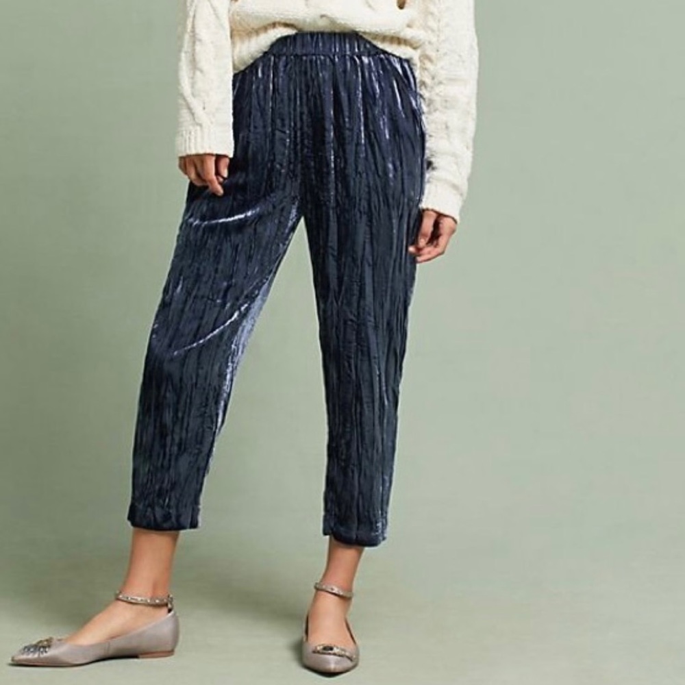 Blue Velvet crop pants anthropologie